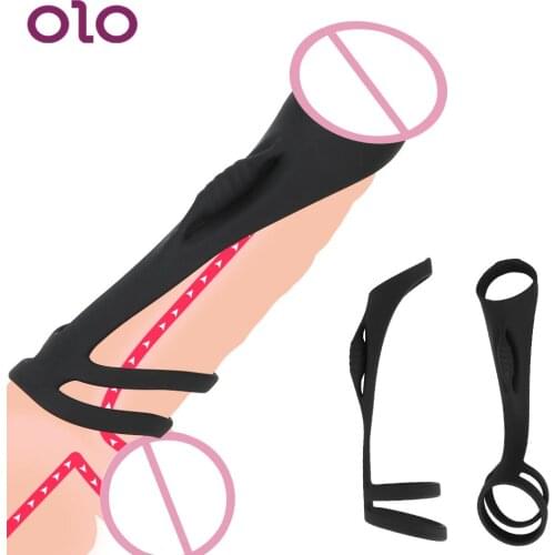 OLO Silicone Penis Enlargement Third Ring Delay Ejaculation Cock Penis Ring Sex Toys for Men