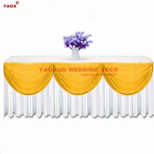 Wave Drapes Ice Silk Table Skirt Tablecloth Skirting With Top Swag Drape For Wedding Event Party Decoration