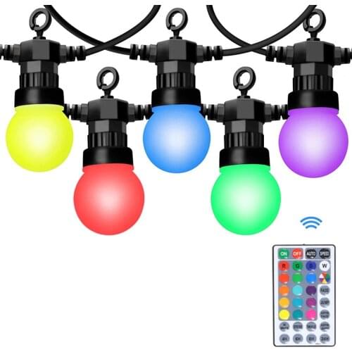 10/15LED RGB G50 Outdoor Globe String Lights With Remote Patio Cafe String Light Commercial Grade for Backyard Porch Party Decor