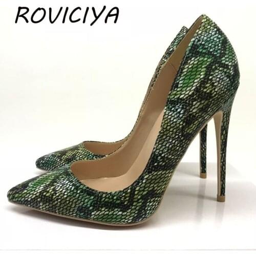 12cm Womens Shoes Pointed Toe Sexy PumpsDress High Heels Boat Shoes Wedding shoes Plus Size 33 34 YG037 ROVICIYA