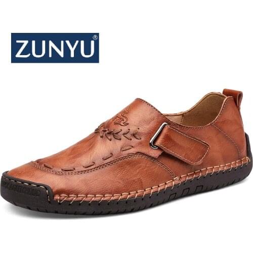 ZUNYU New Comfortable Men Casual Shoes Loafers Men Shoes Quality Split Leather Shoes Man Flats Hot Sale Moccasins Shoe Plus Size