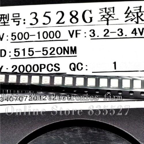 1000PCS/LOT 1210 SMD LED 3528 green light emitting diodes highlighted