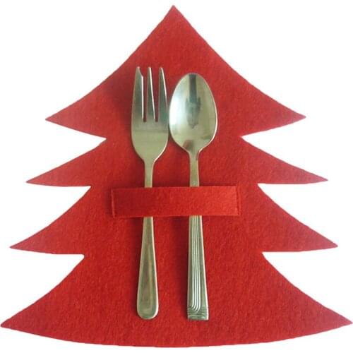 2PCS Portable Christmas Tree Pattern Decor Knives And Forks Pockets Candy Gift Bag For Home Tableware Holder Supplies