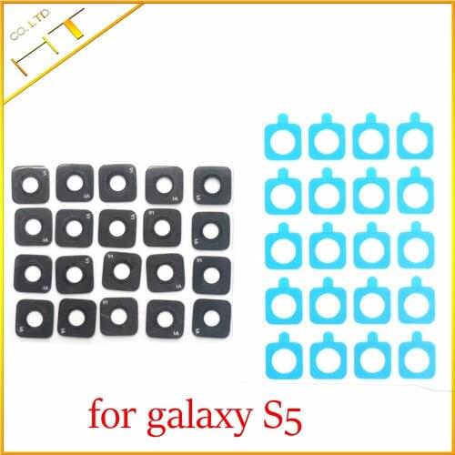 2pcs Glass material Back Main Camera Ring Cover Lens with sticker for samsung galaxy S5