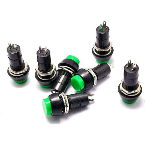 20pcs PBS-11B Green or Red Cap SPST OFF/(ON) NO N/O Round Momentary Pushbutton Switch 3A 250V AC Mounting Hole 12mm