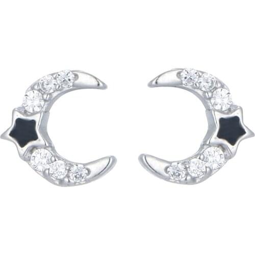 2018 New Trending Stud Earrings High Quality Black Star Crystal Moon Earrings Fashion Wedding Engagement Jewelry Birthday Gifts