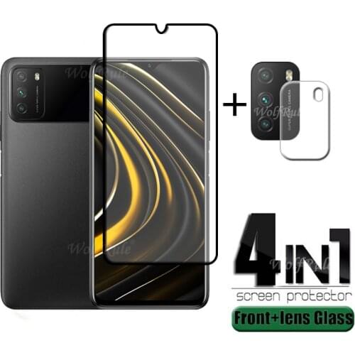 4-in-1 For Xiaomi Poco M3 Glass For Poco M3 Tempered Glass HD Screen Protector For Redmi Note 8 T 9 Pro Xiaomi Poco X3 M3 Glass
