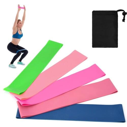 5 PCS Sports Exercise Resistance Loop Bands Set Elastic Booty Band Set for Yoga Home Gym Training Exercise Equipment Home Gym