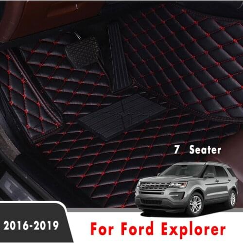 Car Floor Mats For Ford Explorer 2019 2018 2017 2016 (7 Seater) Auto Carpets Leather Covers Interior Accessories Waterproof Rugs