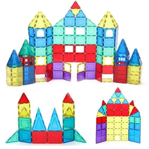 Big transparent color magnetic building design magnetic piece toy building block magnetic imagination funny childrens toy gift