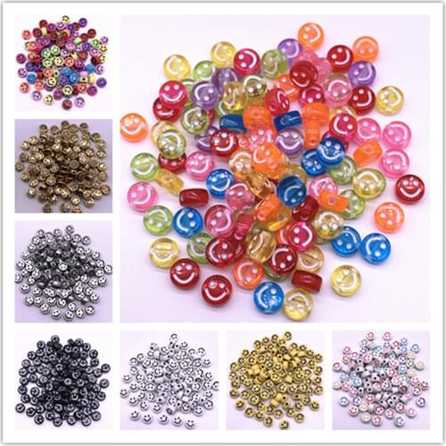 New 30pcs Colourful Smiling Face Letter Acrylic Loose Spacer Beads for Jewelry Making DIY Handmade Bracelet Accessories