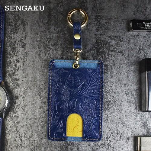 Handmade Genuine Leather Badge Holder Lanyard Identity Name Students Card Case Cover Credit Bank Neck Strap Card Bus ID Holders