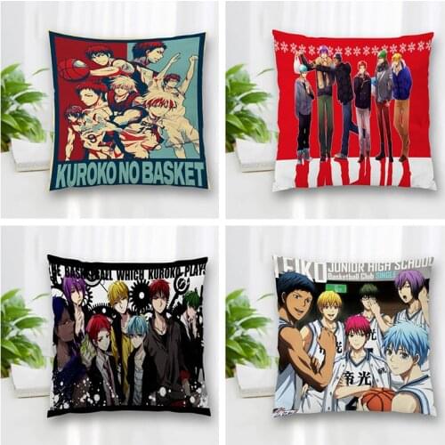 Hot Sale Custom Kurokos Basketball Square Pillowcase Zipper Double-Sided Pillowcase Living Room Bedroom Multi-Size 35x35cm