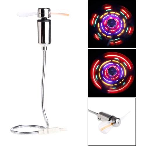 Flexible Soft Blade Colorful LED Light Flash USB Fan Cooling For Notebook Laptop