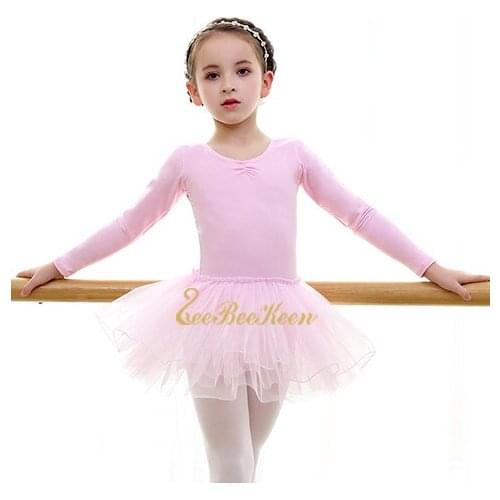 Blue/pink/purple Gymnastics Leotard Long Sleeve Tutu Ballet Dress Child Professional Leotard For Girl Ballet tutu Dance Dress