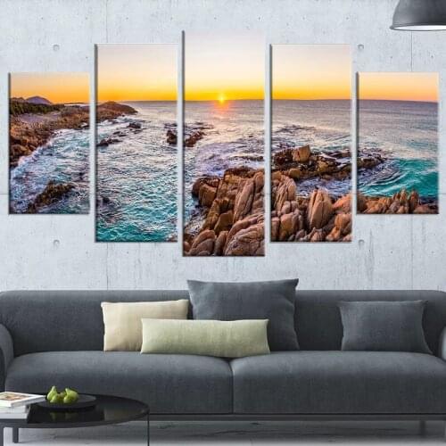 HD Print Sunrise Freycinet NP Beach Canvas Painting Wall Art 5 Pieces Modular Seaview Picture Home Decoration Living Room Poster