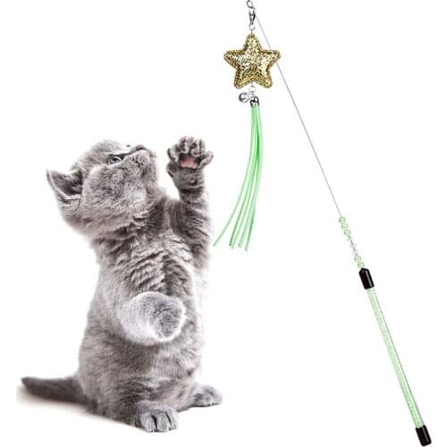 Cat Toy Pet Cat Wand Cat Teaser Star Tassel Decorative Kitten Interactive Wand Cat Bell Wand Toys for Cats