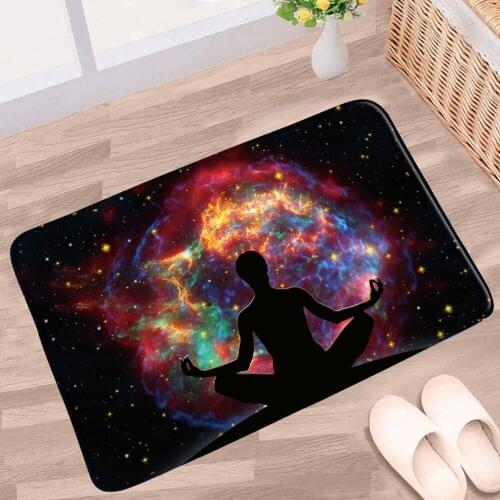 Fantasy Starry Sky Bath Mats Color Universe Creative Black Non-slip Rugs Flannel Home Bathroom Kitchen Bedroom Entrance Carpet