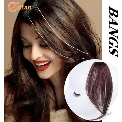 MEIFAN long Middle-part Hair Clip in the front Bangs Extension Women Invisible Natural Bangs Hair Synthetic Fake Fringe Hairpiec