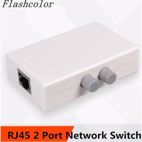 Flashcolor Mini 2 Port RJ45 RJ-45 Network Switch Ethernet Network Box Switcher Dual 2 Way Port Manual Sharing Switch Adapter