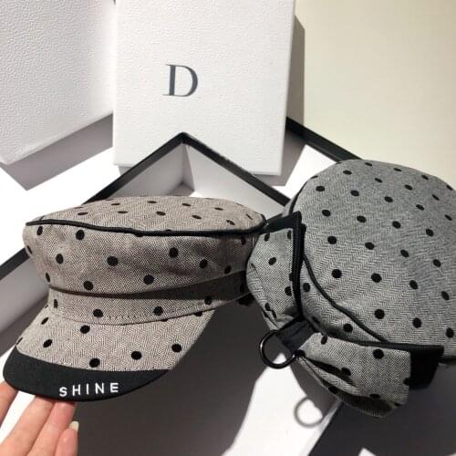 Fashion Dot Berets Hat for Women Spring Autumn Bow Knot Hepburn Style Cute Girl Hat Autumn Winter Octagonal Hat Painter Flat Cap