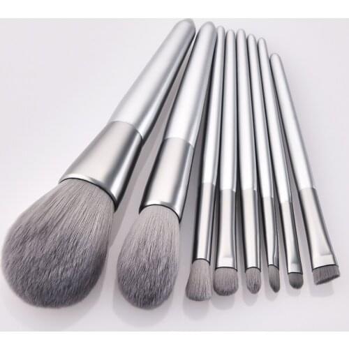8pcs/set Makeup Brush set Elegant Silver Flame Lip Foundation Brush Powder Beauty Make up Tools Manufacture T08073