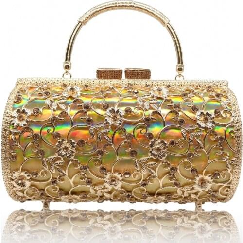 21x12CM New Metal Diamond Dinner Bag Large Capacity Hard Box Hand Bag Banquet Women Evening Dress Bag a6834