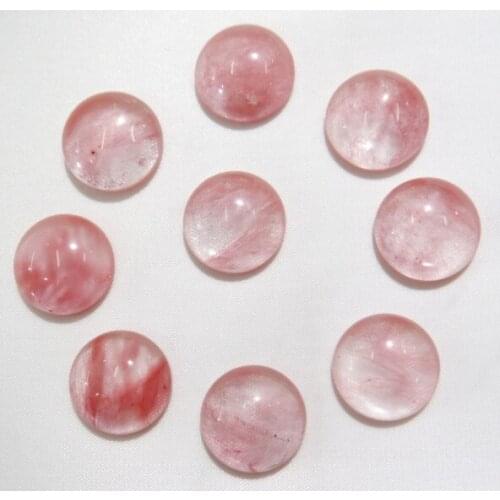 Wholesale 50Pcs/lot natural stone round charm 16mm cabochon no hole cherry quartz beads for jewelry making DIY Ring accessories