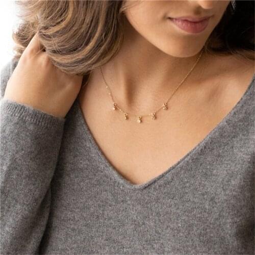14K Gold Filled Zircon Necklace Handmade Jewelry Boho Choker Pendants Minimalism Collier Femme Kolye Collares Women Necklace