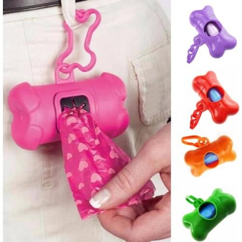 Pet Dog Bone Shape Waste Poo Garbage Dispenser Box Clean Up Bags Holder Carrier Garbage Plastic Bags 1 PCS For Pet Waste Bags