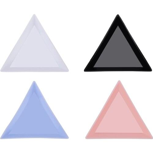 2Pcs Plastic Triangular Tray Nail Rhinestone Diamond White Stotrage Box Plate DIY Nail Art Manicure Accessories Tools