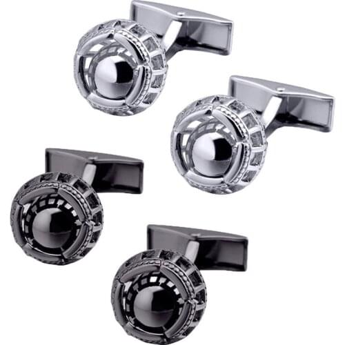 Hollow Activity Bead Metal Cufflinks Round High-end French Shirt Suit Cuff Buttons Mens Business Jewelry