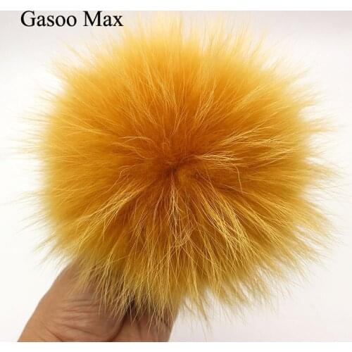 2pcs/Lot Mixed Color Real Raccoon Fox Fur Pompoms for Winter knit hats Black White Pom pompon For Adults Children Hat Caps