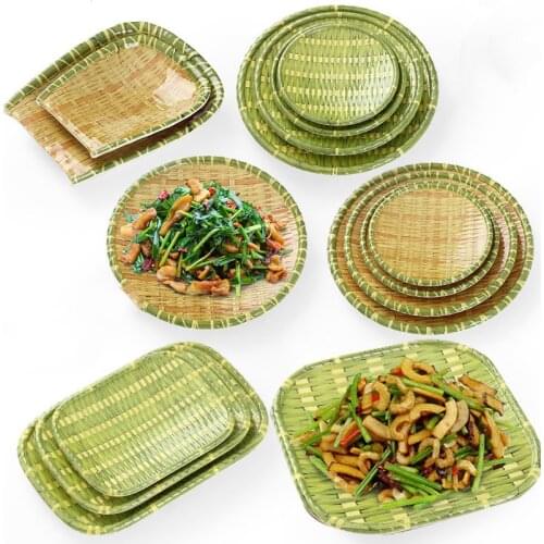 Farmhouse dishes irregular hotpot restaurant miamine imitation bamboo creative plate shaped barbecue plate cutlery diner plate