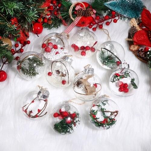 10Pcs 3inch Transparent Christmas Ball Plastic Clear Bauble Ornament Party Hanging Pendant Gift Christmas Tree Hanging Ornament