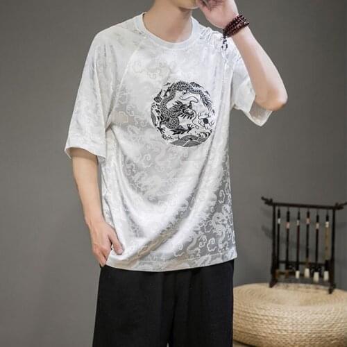 2020 Chinese Dragon Shirt Kung Fu Clothes Short Sleeve Tshirts Summer Hip Hop Casual Tops Tees Streetwear Asian Clothes 10899