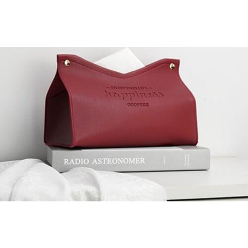 Light Luxury V Mouth PU Leather Tissue Bag Vehicle Paper Towel Box Kitchen Table Napkin Case Cosmetic Tools Storage Bags