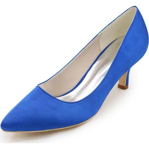 Mid Heels Satin Party Shoes Women Pointed Toe Slip-on Heeled Prom Evening Formal Wedding Bridal Ladies Dress Pumps