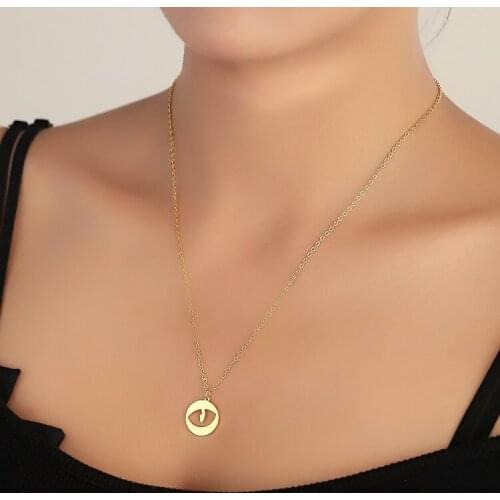 Simple Stainless Steel Evile Eye Women Necklaces Eye Pendant Choker Trendy Religious Jewelry