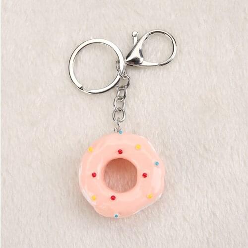 1PC Multicolor Resin Artificial Fake Food Donut Charm Keychain Flatback Resin Charms for Woman Jewelry