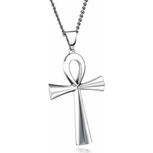 12Pcs Men & Women Fashion Egyptian Life Symbol Pendant Necklace Simple Classic Cross Guardian Jewelry Religious Gift