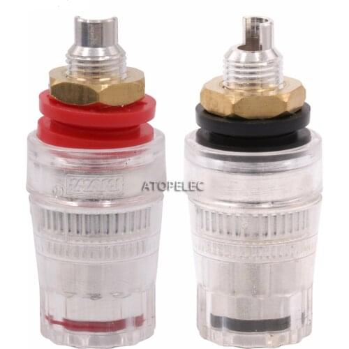 2pcs EIZZ 200u" Silver Plated Brass Speaker AMP Binding Post HiFi Banana Jack Connector Terminal Socket Panel Chassis Mount