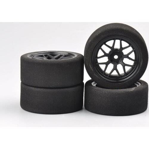 4Pcs 1/10 Racing Foam Tire Wheel Model Rim Set 12mm Hex 22002 For HSP HPI 1:10 On-road RC Car