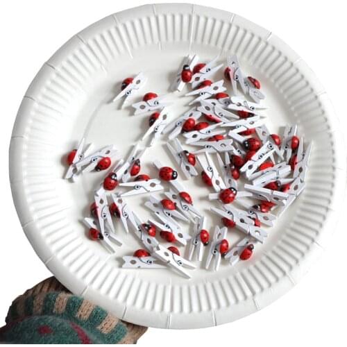 50Pcs Cute Ladybird Mini Wooden Clips Party Decor DIY Craft Arts Color Pegs Lovely Small Spring Clamps Memo Paper Photo Clips