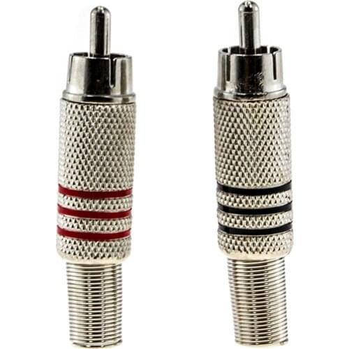 6/10 pcs RCA Red and Black Hybrid AV Male Plug Connector Metal Nickel Shell Stereo Video Audio Plug Channel Connector