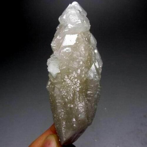 98g Elestial Skeletal Cathedral Quartz DT+Fluoricent Calcite+Hematite - crystals and stones healing Mineral specimen XX0323/21