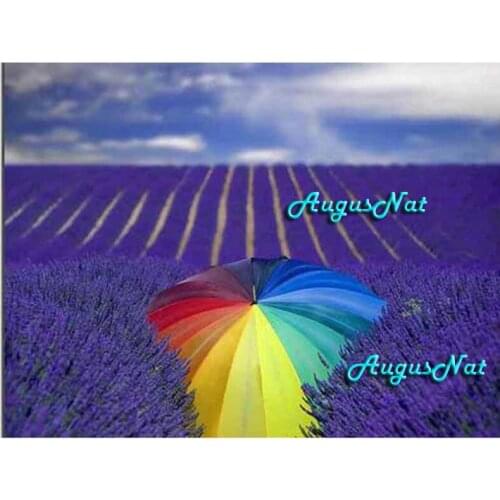 Lavender diamond painting full round scenery rainbow wall art field landscape diamond dotz decor 5d diy diamond canvas art craft