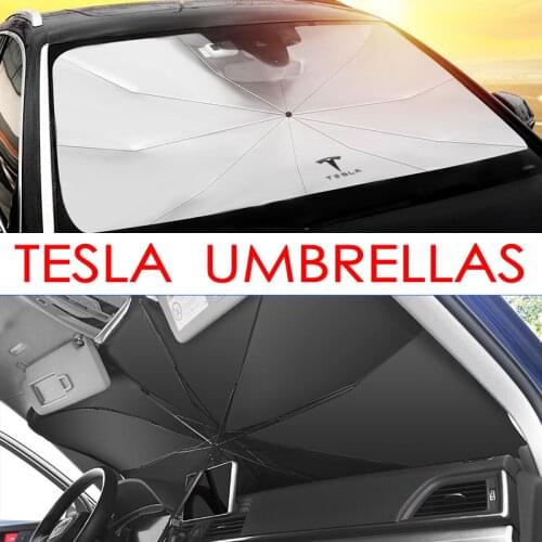 Car Sunshade Umbrella Front Windshield Sun Shade Protector For Tesla Model X Model Y Model S X Logo Sunshield Parasol Covers