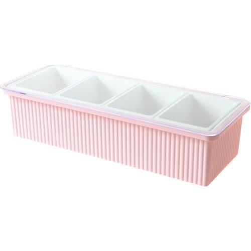 BF040 Kitchen Seasoning Box 4 Grid Seasoning Storage Box Multi-compartment Combination Spice Storage Box Kitchen Supplies