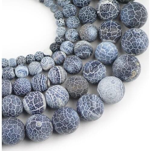 YHBZRET Black Weathered carnelian Natural Stone Cracked Spacer Beads For Jewelry Making 4/6/8/10/12MM DIY Bracelet Accessories